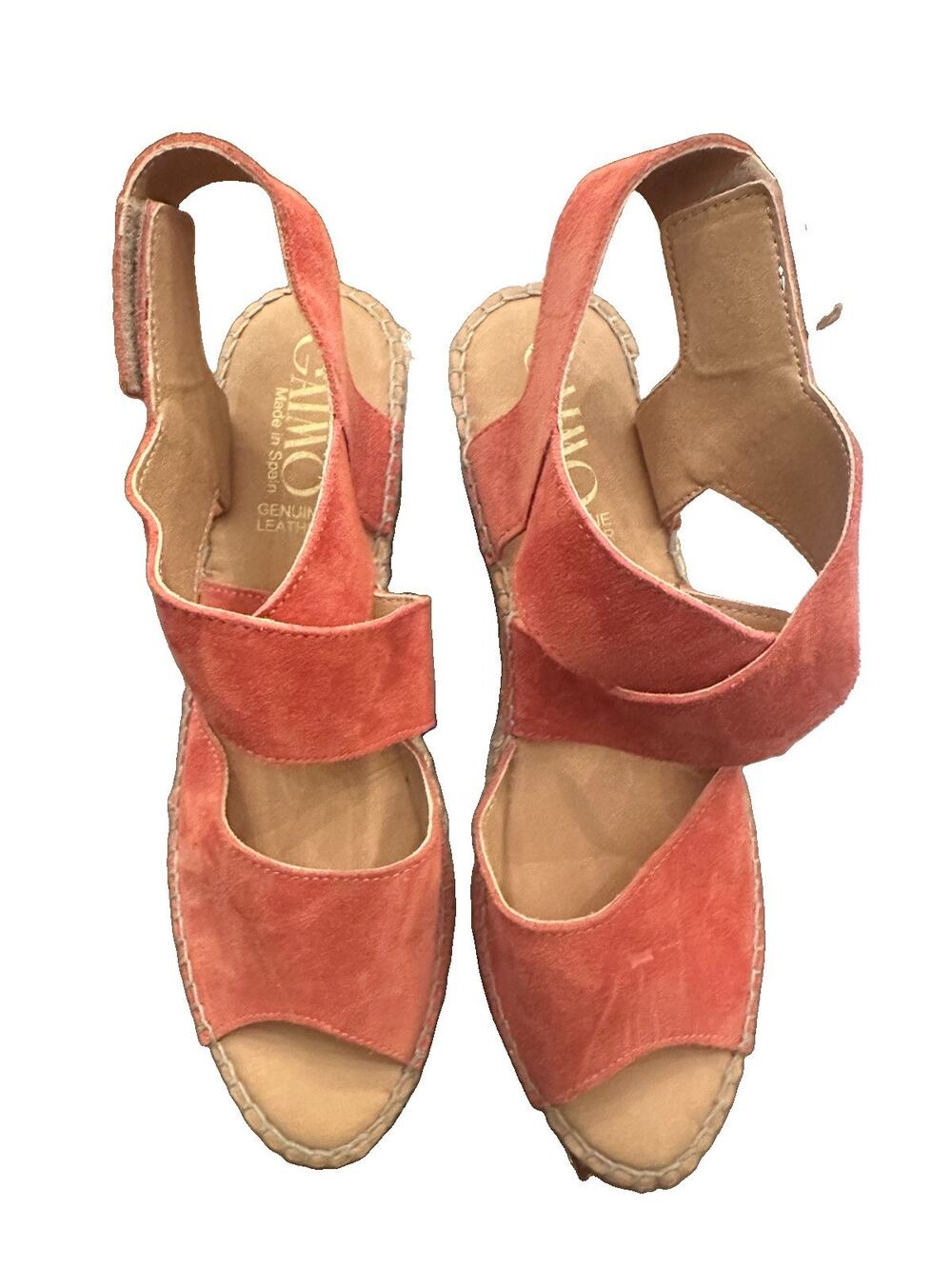 Gaimo Spain Coral Terracotta Suede Espadrille Wedge Sandals EU 40 US 9- New!